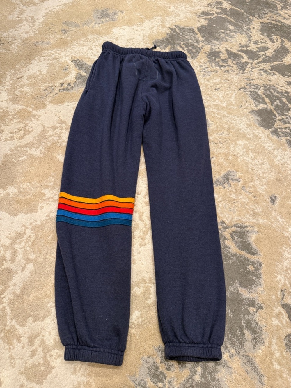 Aviator Nation Rainbow Stitch Sweatpants ~ Navy Size Small - Picture 9 of 14